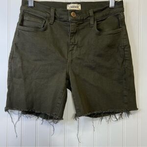 L'AGENCE Raw Hem Army Green Shorts